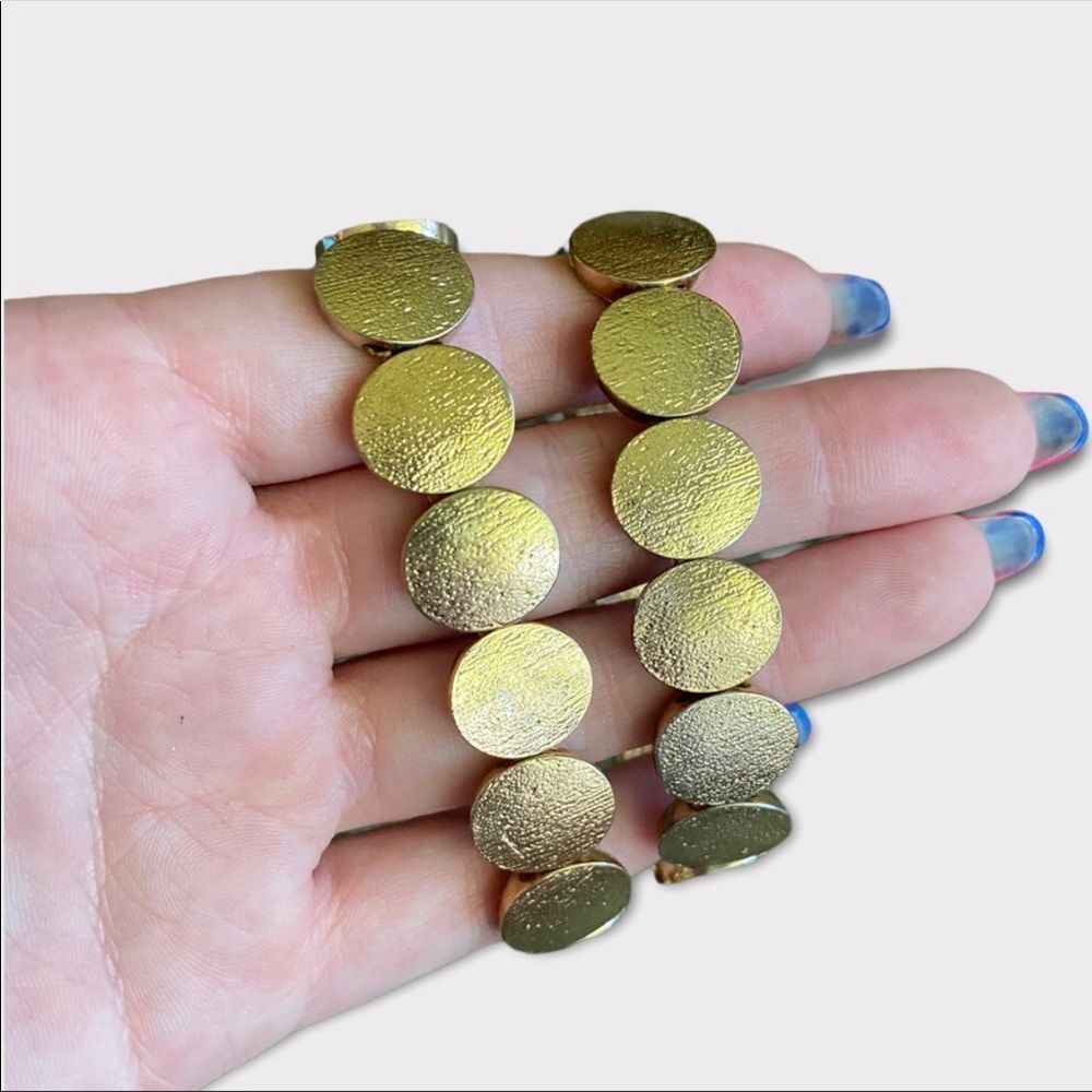 VINTAGE | Gold Tone Flat Bead Bracelets x2